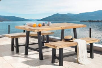 Scania Hagebord + 2 Benker 80 cm - Svart - Hagemøbler & utemiljø - Hagegruppe - Spisegrupper hage