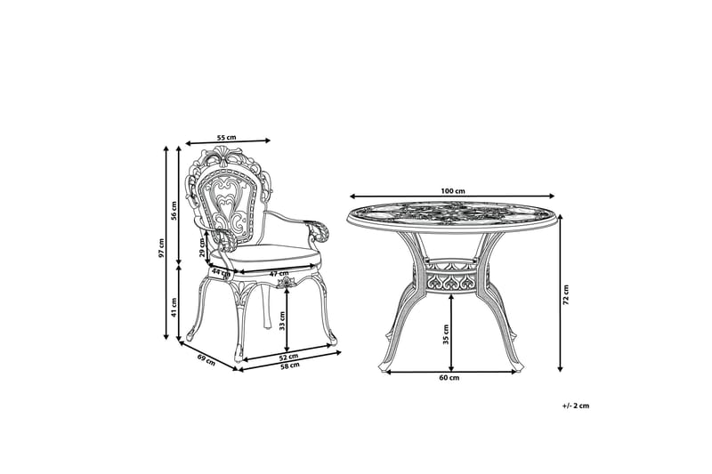 Scario Spisegruppe 100 cm + 4 Stoler - Brun - Hagemøbler & utemiljø - Hagegruppe - Spisegrupper hage