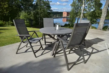 Scottsdale Spisegruppe Rund 112 cm + 4 Solanum Stoler - Grå - Hagemøbler & utemiljø - Hagegruppe - Spisegrupper hage