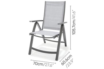 Solana Spisegruppe 88 cm + 4 Posisjonsstoler - Grå - Hagemøbler & utemiljø - Hagegruppe - Spisegrupper hage