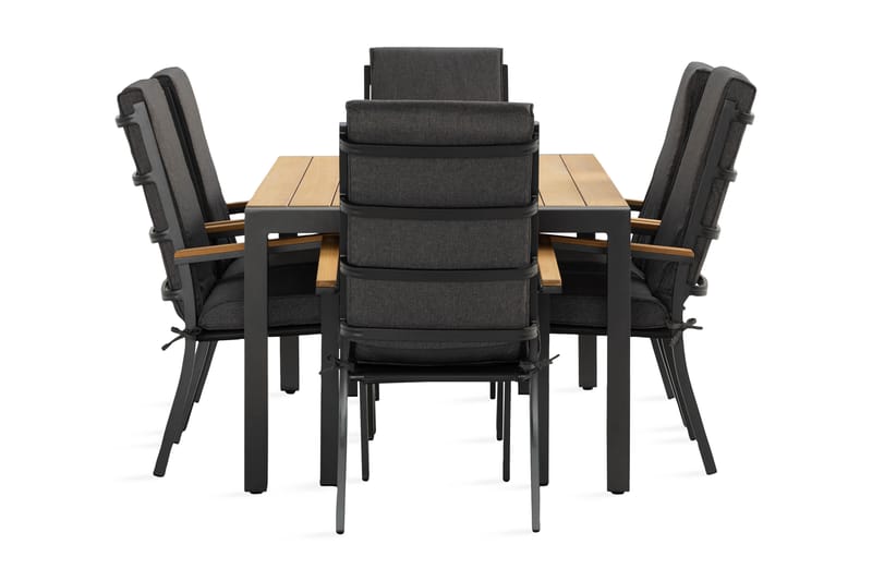 Spisegruppe Argonia 160 cm + 6 Stoler - Svart - Hagemøbler & utemiljø - Hagegruppe - Spisegrupper hage