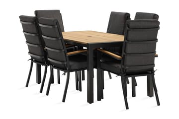 Spisegruppe Argonia 160 cm + 6 Stoler - Svart - Hagemøbler & utemiljø - Hagegruppe - Spisegrupper hage