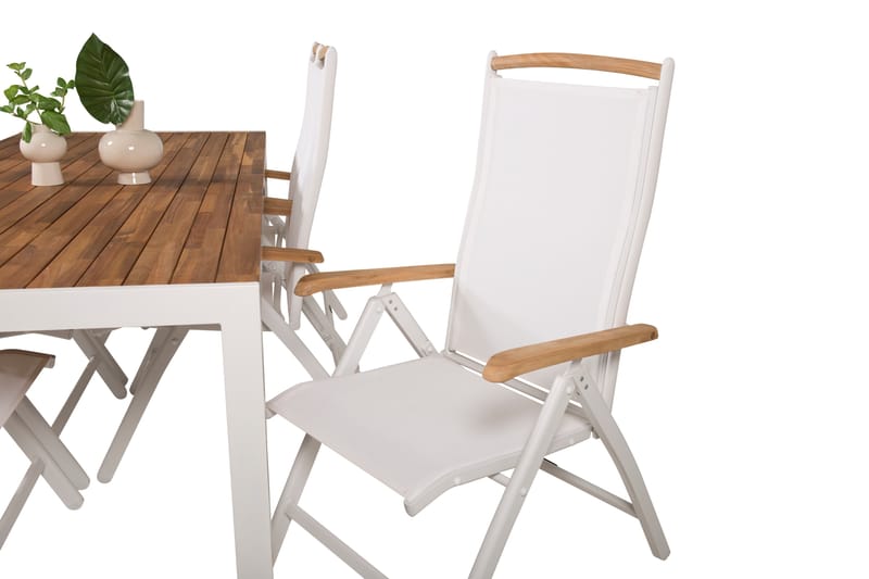 Spisegruppe Bois 200cm + 6 Panama Posisjonsstoler Hvit/grå - Venture Home - Spisegrupper hage