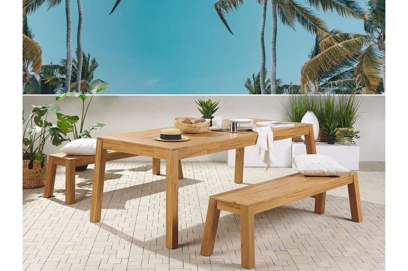 Spisegruppe Coteto 225 cm + 2 Benker - Akasie - Hagemøbler & utemiljø - Hagegruppe - Spisegrupper hage