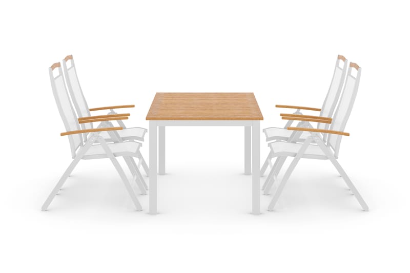 Spisegruppe Las Vegas  152-210+4 Posisjonsstoler Lyx, Hvit|Teak