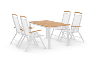 Spisegruppe Las Vegas  152-210+4 Posisjonsstoler Lyx - Hvit|Teak - Hagemøbler & utemiljø - Hagegruppe - Spisegrupper hage