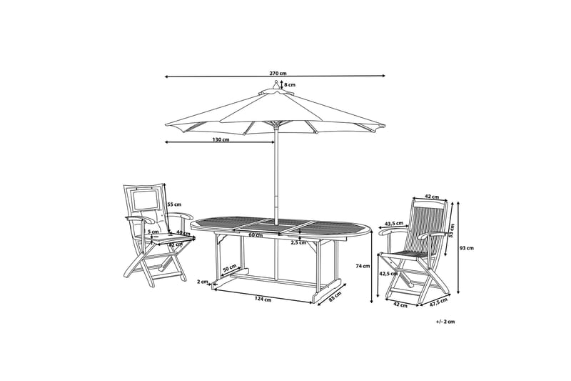 Spisegruppe MAUI med 8 Stoler+Puter + Paraply - Tre / Natur - Hagemøbler & utemiljø - Hagegruppe - Spisegrupper hage