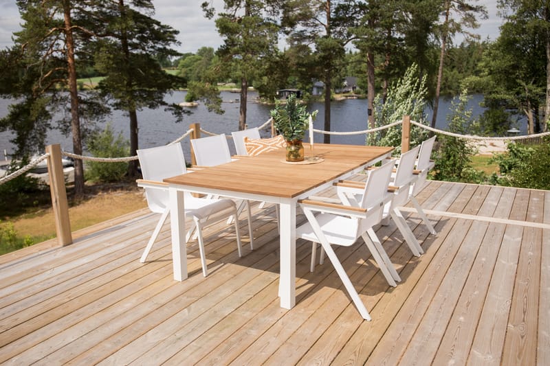 Spisegruppe Mexico 200cm + 6 Karmstoler Hvit - Venture Home - Hagemøbler & utemiljø - Hagegruppe - Spisegrupper hage