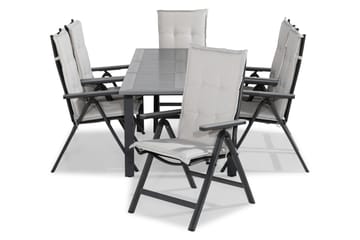 Svart|Grå|Offwhite Spisegruppe Monaco 152-210x90 + 6 Monaco Light Stol m Pute