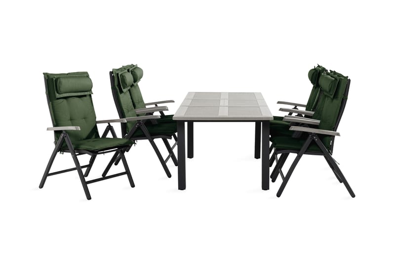 Spisegruppe Monaco 90x152-210+6 Stoler m Pute - Svart|Grå|Grønn - Hagemøbler & utemiljø - Hagegruppe - Spisegrupper hage
