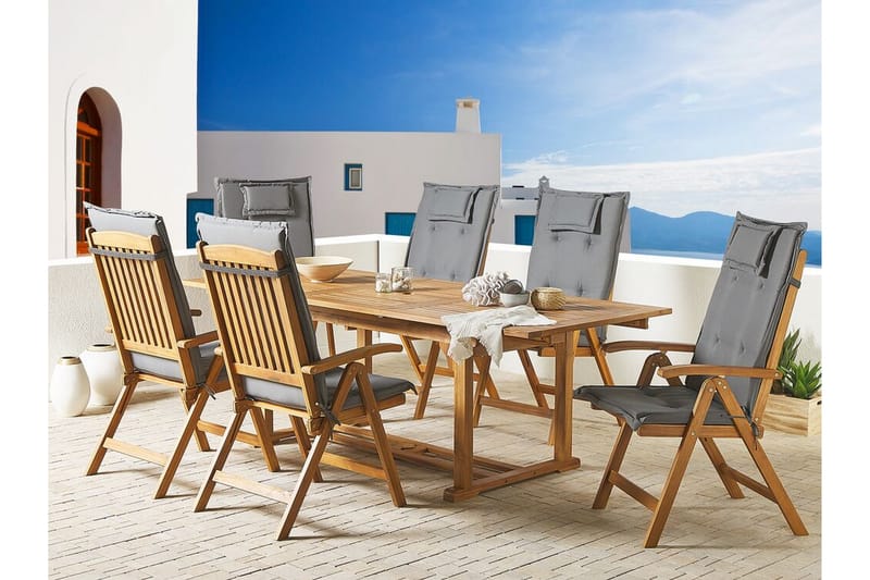 Spisegruppe Riliegh 220 cm + 6 stoler - Grafittgrå - Hagemøbler & utemiljø - Hagegruppe - Spisegrupper hage