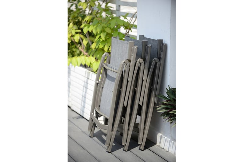 Spisegruppe Solana 88 cm + 4 Posisjonsstoler - Grå - Spisegrupper hage