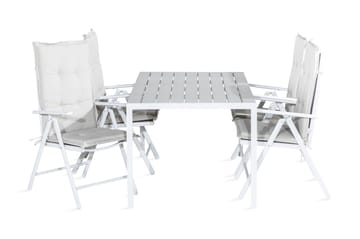 Spisegruppe Tunis 150x90 + 4 Maggie Posisjonsstol m Pute