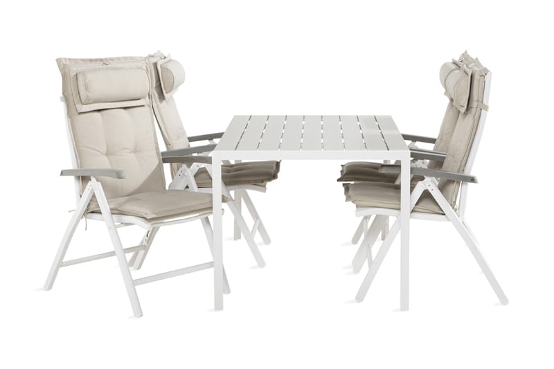 Spisegruppe Tunis 90x150+4 Monaco Stoler m Pute - Hvit|Grå|Offwhite - Hagemøbler & utemiljø - Hagegruppe - Spisegrupper hage