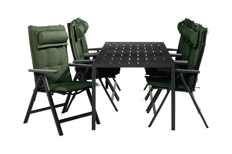 Spisegruppe Tunis 90x205+6 Monaco Light Stol +Pute - Svart|Grå|Grønn - Hagemøbler & utemiljø - Hagegruppe - Spisegrupper hage