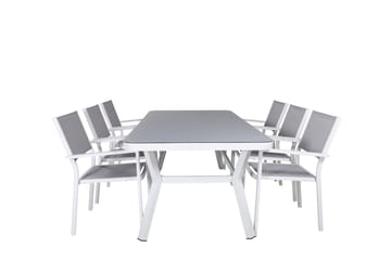 Spisegruppe Virya 200cm+6 Copacabana Stablebare Stoler Hvit/ - Venture Home - Hagemøbler & utemiljø - Hagegruppe - Spisegrupper hage