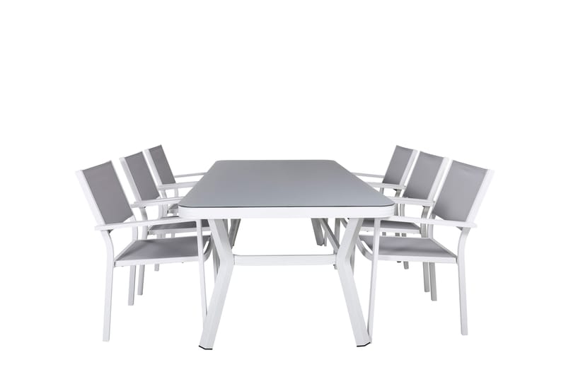 Spisegruppe Virya 200cm+6 Copacabana Stablebare Stoler Hvit/ - Venture Home - Hagemøbler & utemiljø - Hagegruppe - Spisegrupper hage