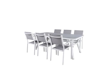 Spisegruppe Virya 200cm+6 Copacabana Stablebare Stoler Hvit/ - Venture Home - Hagemøbler & utemiljø - Hagegruppe - Spisegrupper hage