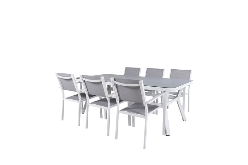 Spisegruppe Virya 200cm+6 Copacabana Stablebare Stoler Hvit/ - Venture Home - Hagemøbler & utemiljø - Hagegruppe - Spisegrupper hage
