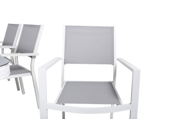Spisegruppe Virya 200cm+6 Copacabana Stablebare Stoler Hvit/ - Venture Home - Hagemøbler & utemiljø - Hagegruppe - Spisegrupper hage