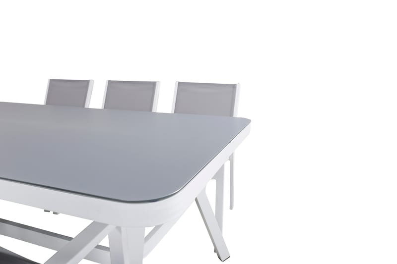 Spisegruppe Virya 200cm+6 Copacabana Stablebare Stoler Hvit/ - Venture Home - Hagemøbler & utemiljø - Hagegruppe - Spisegrupper hage