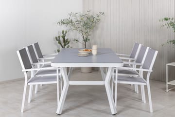 Spisegruppe Virya 200cm+6 Copacabana Stablebare Stoler Hvit/ - Venture Home - Hagemøbler & utemiljø - Hagegruppe - Spisegrupper hage