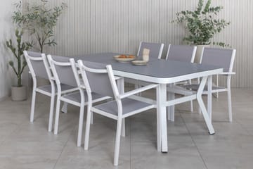 Spisegruppe Virya 200cm+6 Copacabana Stablebare Stoler Hvit/ - Venture Home - Hagemøbler & utemiljø - Hagegruppe - Spisegrupper hage