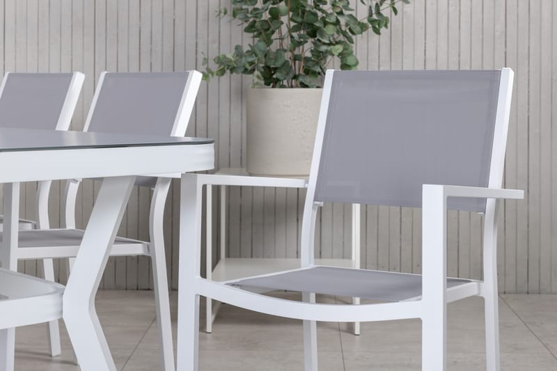 Spisegruppe Virya 200cm+6 Copacabana Stablebare Stoler Hvit/ - Venture Home - Hagemøbler & utemiljø - Hagegruppe - Spisegrupper hage
