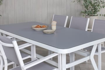 Spisegruppe Virya 200cm+6 Copacabana Stablebare Stoler Hvit/ - Venture Home - Hagemøbler & utemiljø - Hagegruppe - Spisegrupper hage