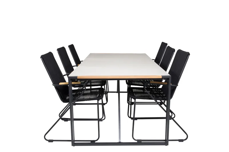 Texas Spisegruppe + 6 Bois Spisestoler, Svart/Brun