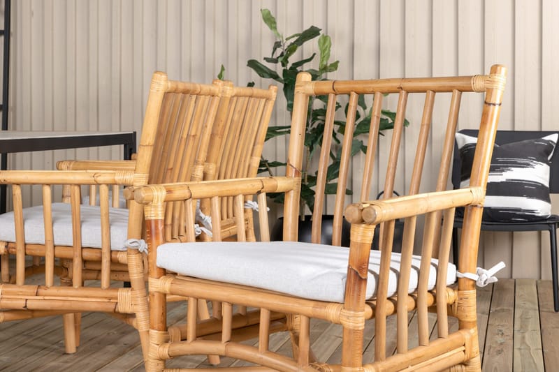 Texas Spisegruppe 200cm + 6 Cane Spisestoler - Hvit - Hagemøbler & utemiljø - Hagegruppe - Spisegrupper hage