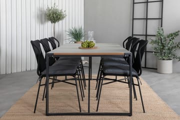 Texas Spisegruppe 200cm + 6 Julian Spisestoler - Svart/Grå - Hagemøbler & utemiljø - Hagegruppe - Spisegrupper hage