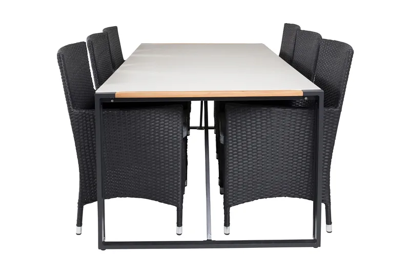 Texas Spisegruppe 200cm + 6 Malin Karmstoler, Natur