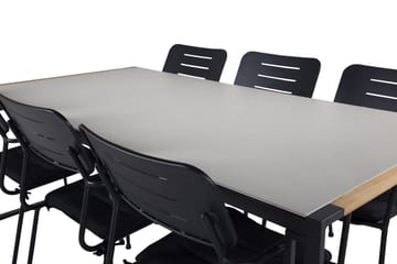 Texas Spisegruppe 200cm + 6 Nicke Spisestoler - Svart - Hagemøbler & utemiljø - Hagegruppe - Spisegrupper hage