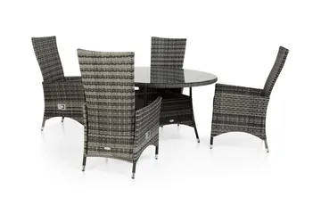 Thor Spisegruppe Ø140+4 Jenny Regulerbare Stoler - Grå - Hagemøbler & utemiljø - Hagegruppe - Spisegrupper hage