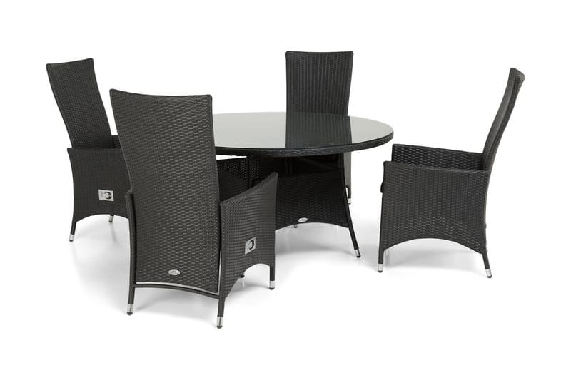 Thor Spisegruppe Ø140+4 Jenny Regulerbare Stoler - Svart - Hagemøbler & utemiljø - Hagegruppe - Spisegrupper hage