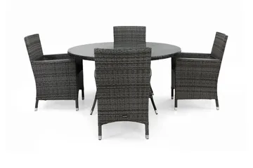 Thor Spisegruppe Ø140+4 Stoler Lyx m Armlener - Grå/Aintwood - Hagemøbler & utemiljø - Hagegruppe - Spisegrupper hage