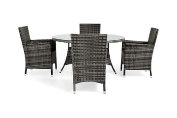 Thor Spisegruppe Ø140+4 Thor Stoler - Grå - Hagemøbler & utemiljø - Hagegruppe - Spisegrupper hage