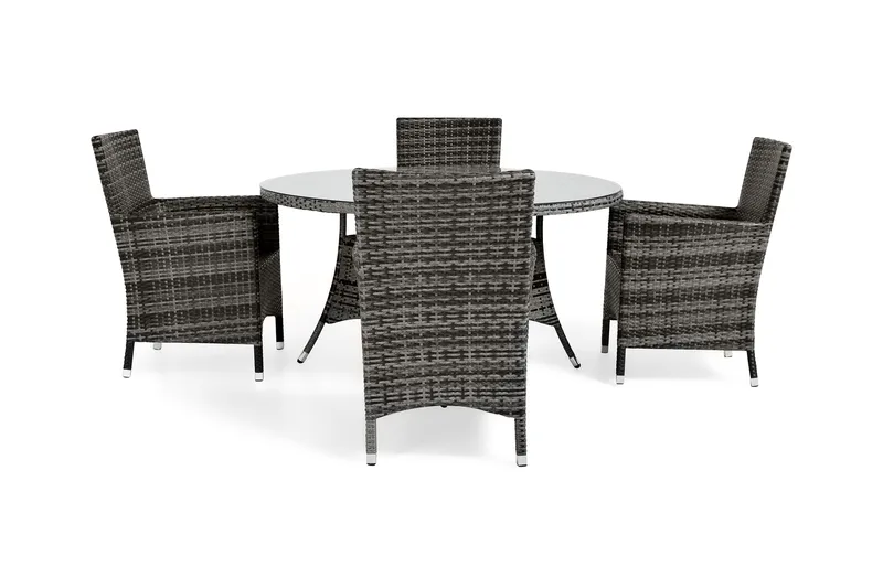 Thor Spisegruppe Ø140+4 Thor Stoler - Grå - Hagemøbler & utemiljø - Hagegruppe - Spisegrupper hage