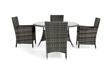 Thor Spisegruppe Ø140+4 Thor Stoler - Grå - Hagemøbler & utemiljø - Hagegruppe - Spisegrupper hage