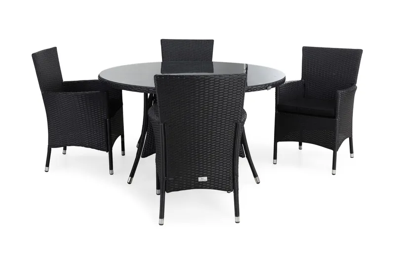 Thor Spisegruppe Ø140+4 Thor Stoler+Puter, Svart