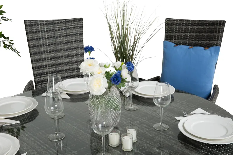 Thor Spisegruppe Ø140+6 Jenny Regulerbare Stoler - Grå - Hagemøbler & utemiljø - Hagegruppe - Spisegrupper hage