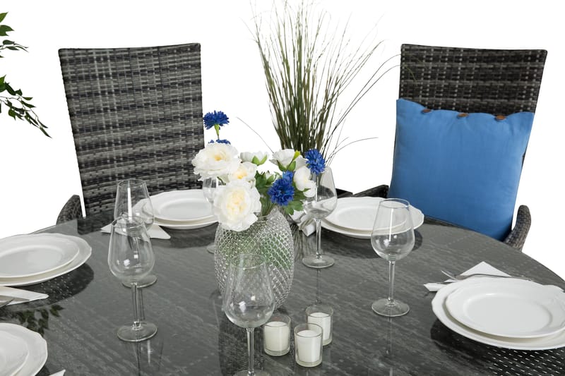 Thor Spisegruppe Ø140+6 Jenny Regulerbare Stoler - Grå - Hagemøbler & utemiljø - Hagegruppe - Spisegrupper hage