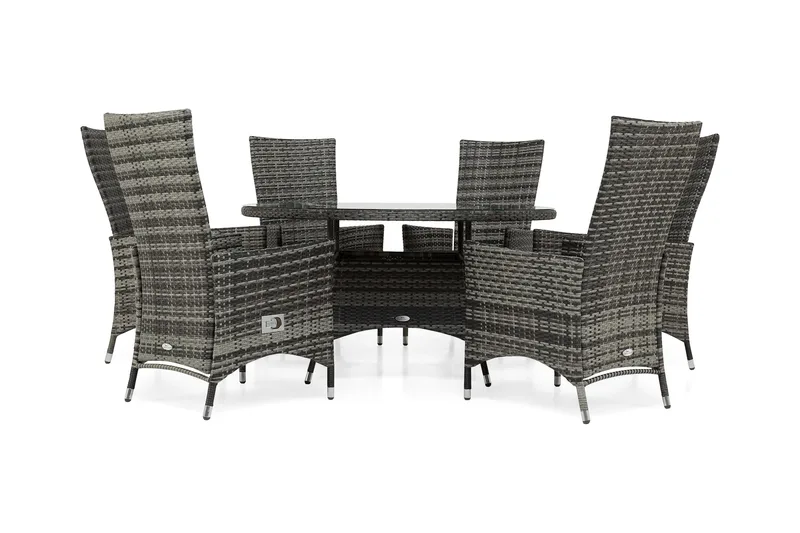 Thor Spisegruppe Ø140+6 Jenny Regulerbare Stoler, Grå