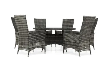 Thor Spisegruppe Ø140+6 Jenny Regulerbare Stoler - Grå - Hagemøbler & utemiljø - Hagegruppe - Spisegrupper hage