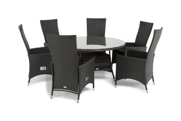 Thor Spisegruppe Ø140+6 Jenny Regulerbare Stoler - Grå/Svart - Hagemøbler & utemiljø - Hagegruppe - Spisegrupper hage