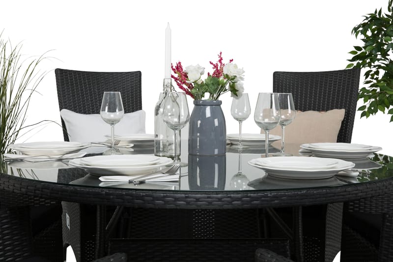 Thor Spisegruppe Ø140+6 Jenny Regulerbare Stoler - Svart - Hagemøbler & utemiljø - Hagegruppe - Spisegrupper hage