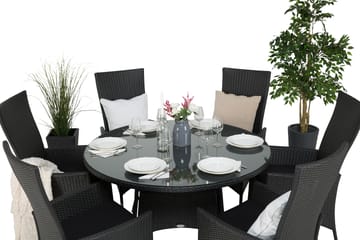 Thor Spisegruppe Ø140+6 Jenny Regulerbare Stoler - Svart - Hagemøbler & utemiljø - Hagegruppe - Spisegrupper hage