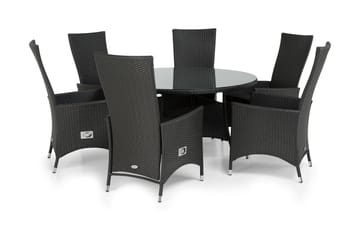 Thor Spisegruppe Ø140+6 Jenny Regulerbare Stoler - Svart - Hagemøbler & utemiljø - Hagegruppe - Spisegrupper hage