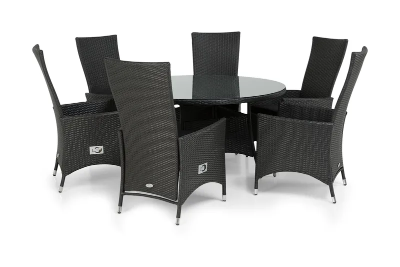Thor Spisegruppe Ø140+6 Jenny Regulerbare Stoler - Svart - Hagemøbler & utemiljø - Hagegruppe - Spisegrupper hage